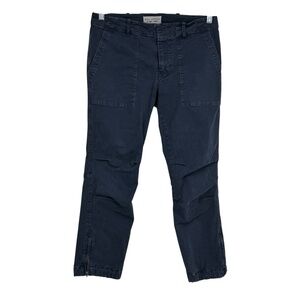Nili Lotan Size Blue Cotton/Elastane Ankle Pants Elastic/Zippers at Cuffs.